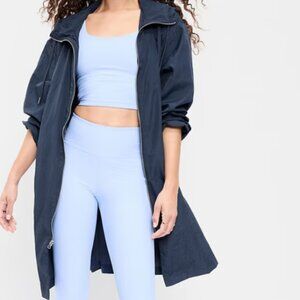 women loose fit hooded trench coat